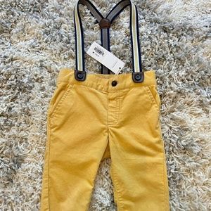NWT Janie and Jack baby boy corduroy suspender pants size 6-12 months